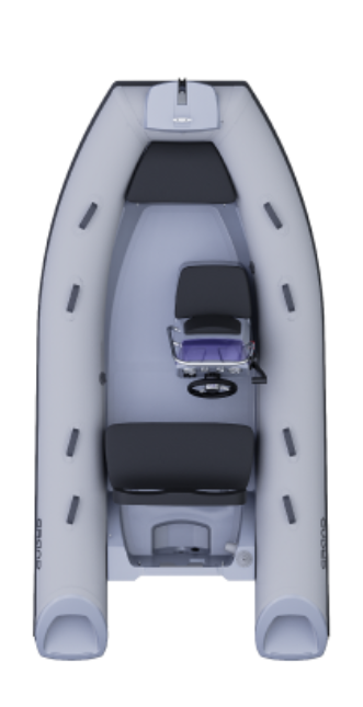 A render of the Grand S470 from above, showing the internal layout of the boat