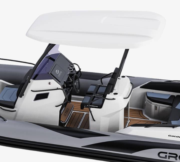 A render image of the Grand G750 t-top and centre console