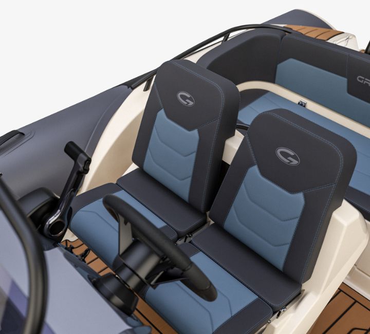 A render visual of the two drivers seats on the Grand G580