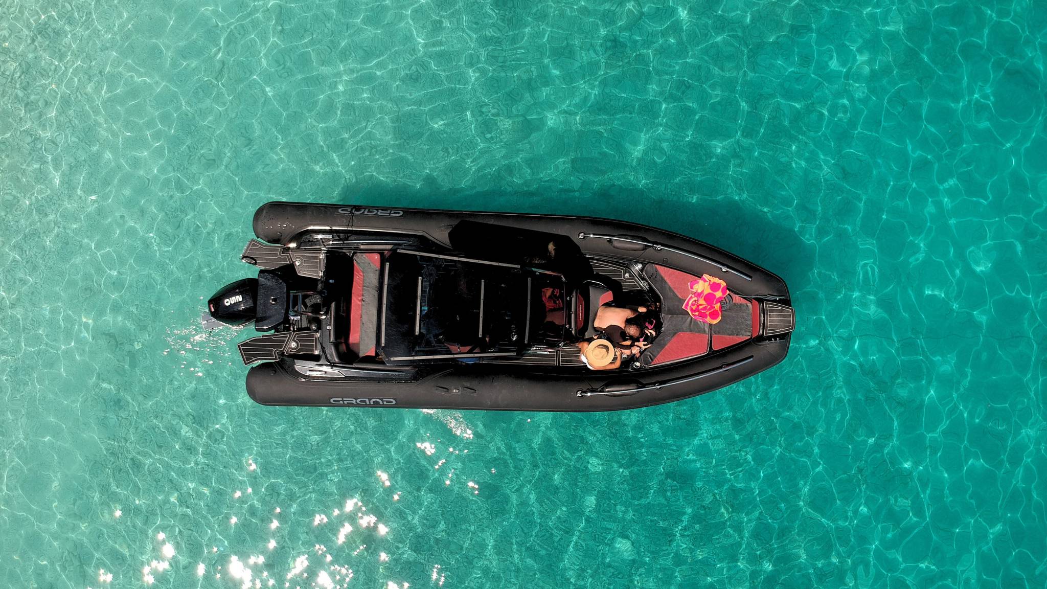 A Grand G750 rigid inflatable boat on the water