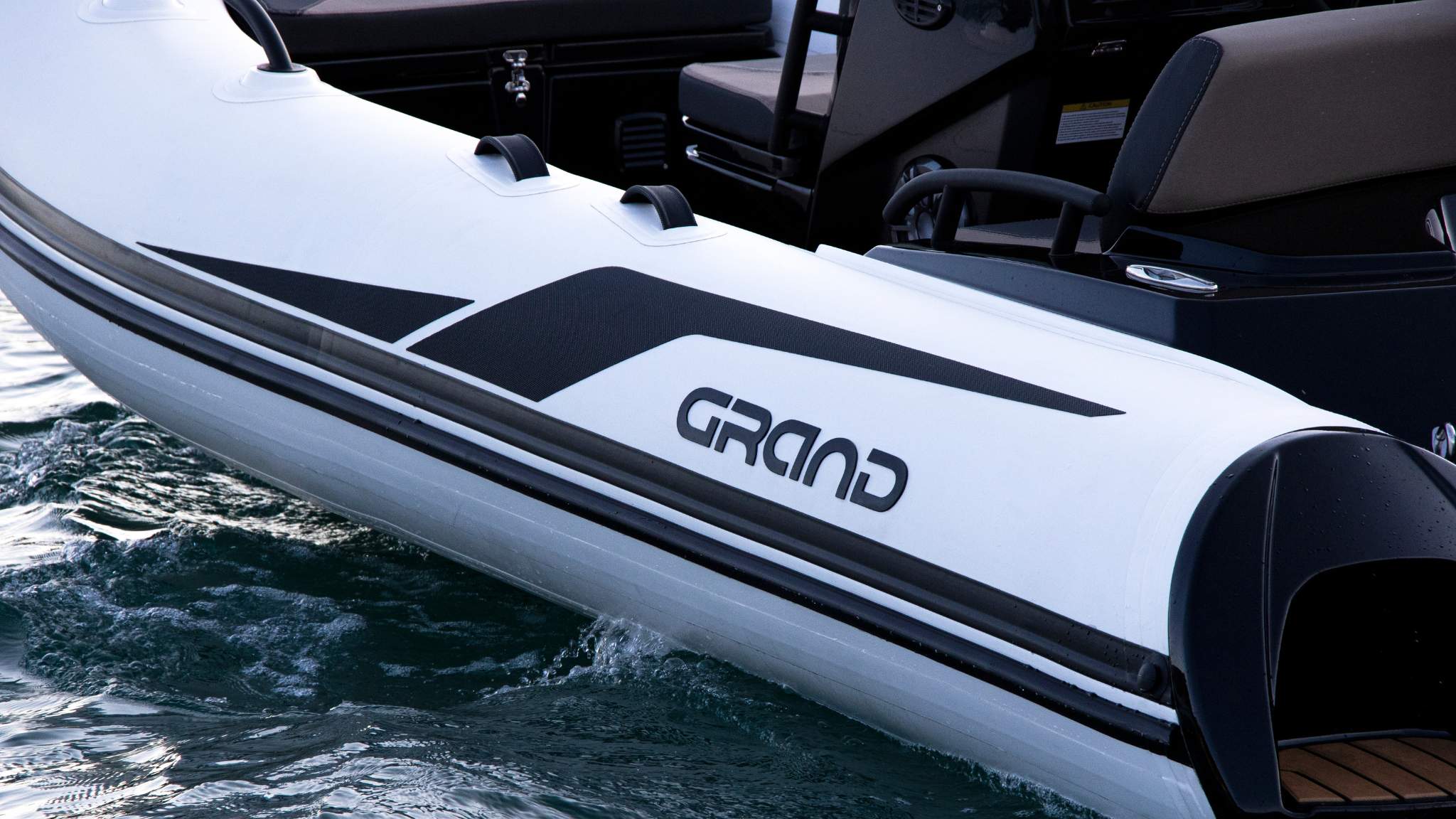 The hypalon tubes on a Grand G420 rigid inflatable boat