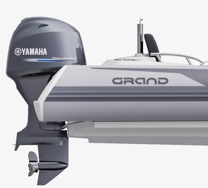 A Grand G420 render of the stern and Yamaha outboard