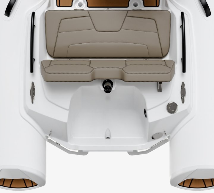 A render image of the stern of the Grand G420 tender boat