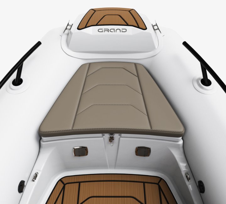 Render image of the bow section of the Grand G420 tender boat