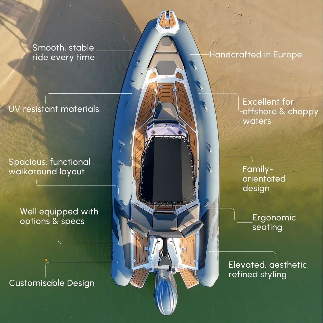 Diagram showing the advantages of rigid inflatable boats