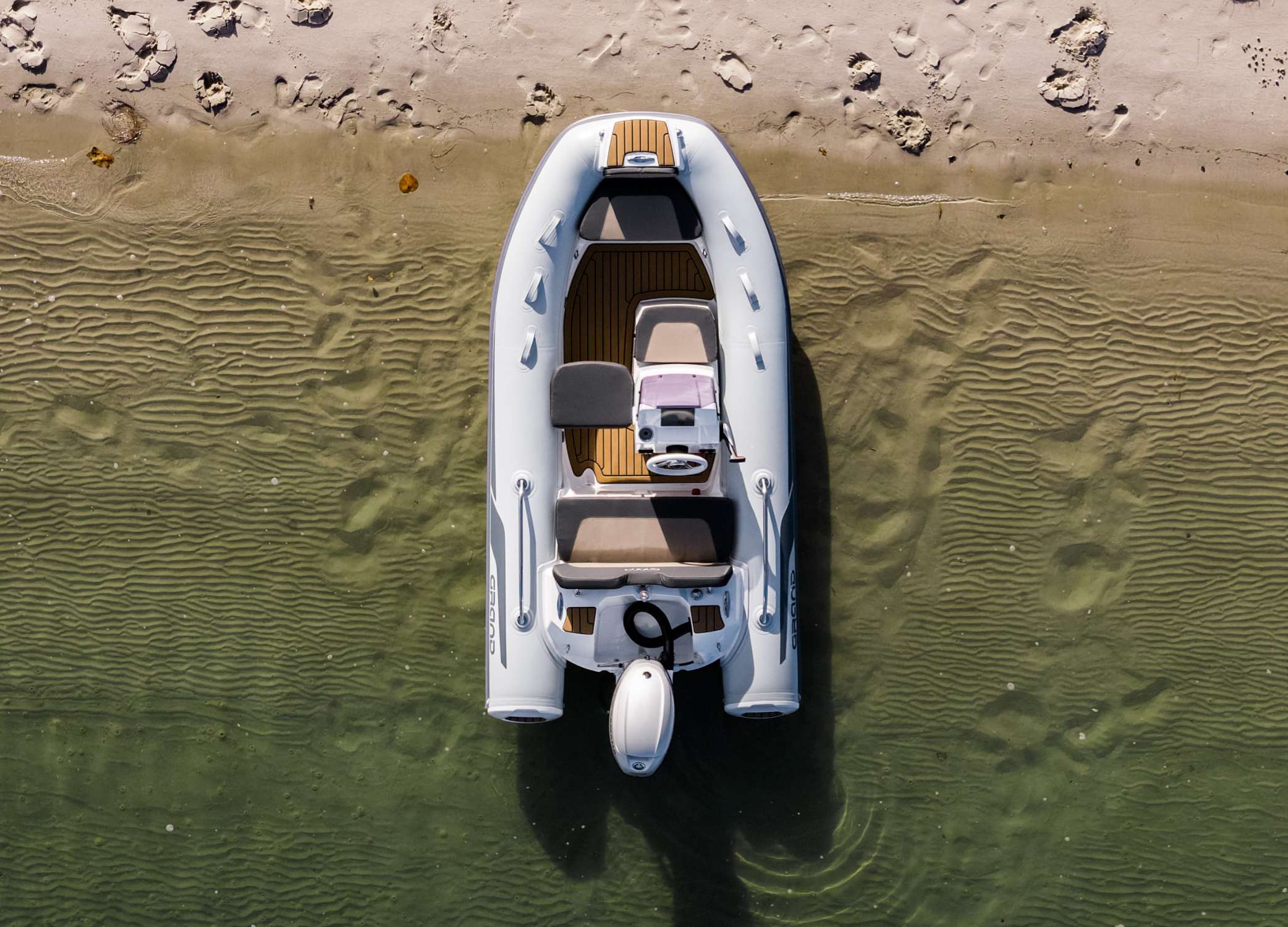 Grand G380 inflatable tender boat on the beach