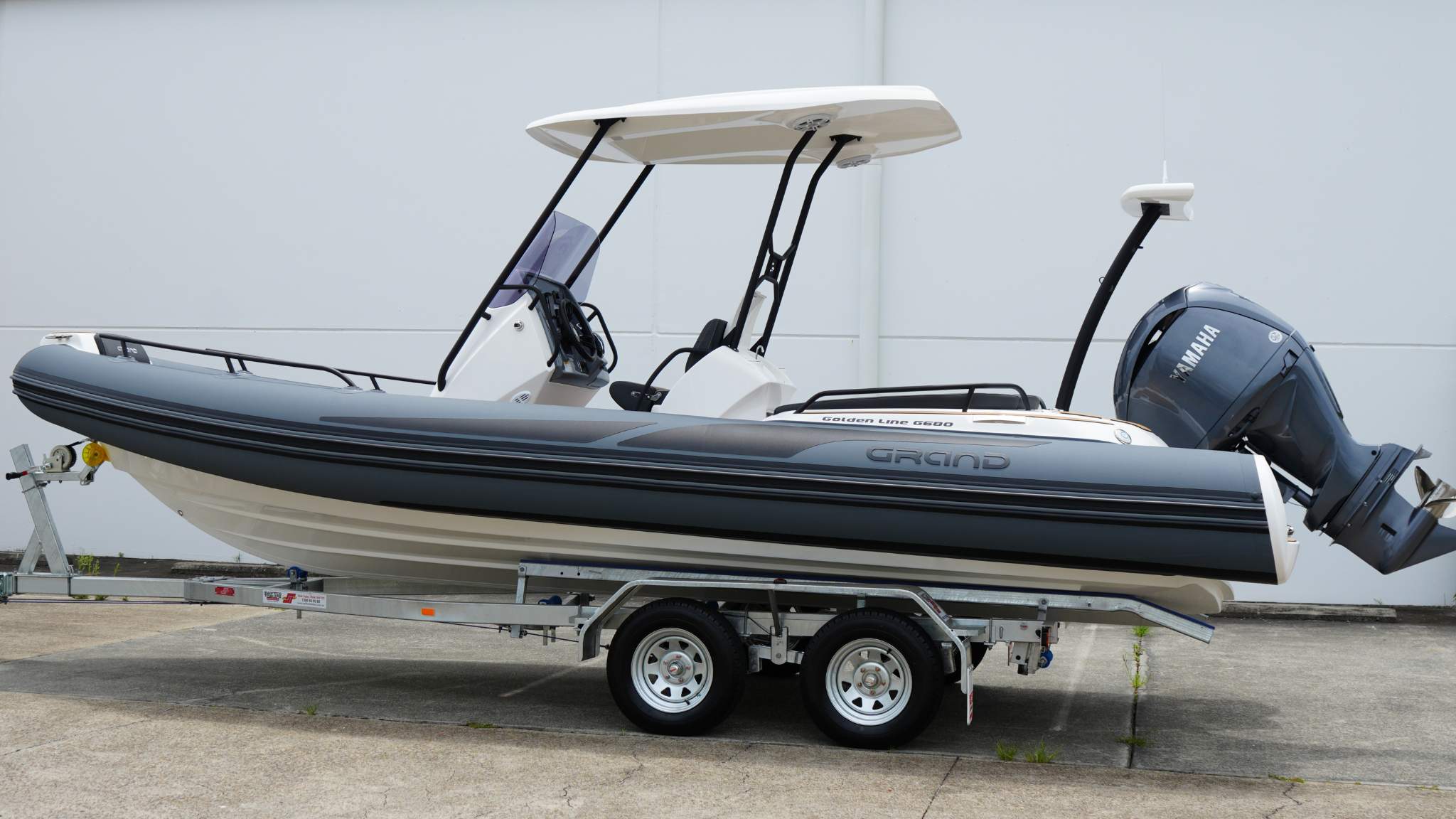 Dark grey Grand G680 rigid inflatable boat for sale