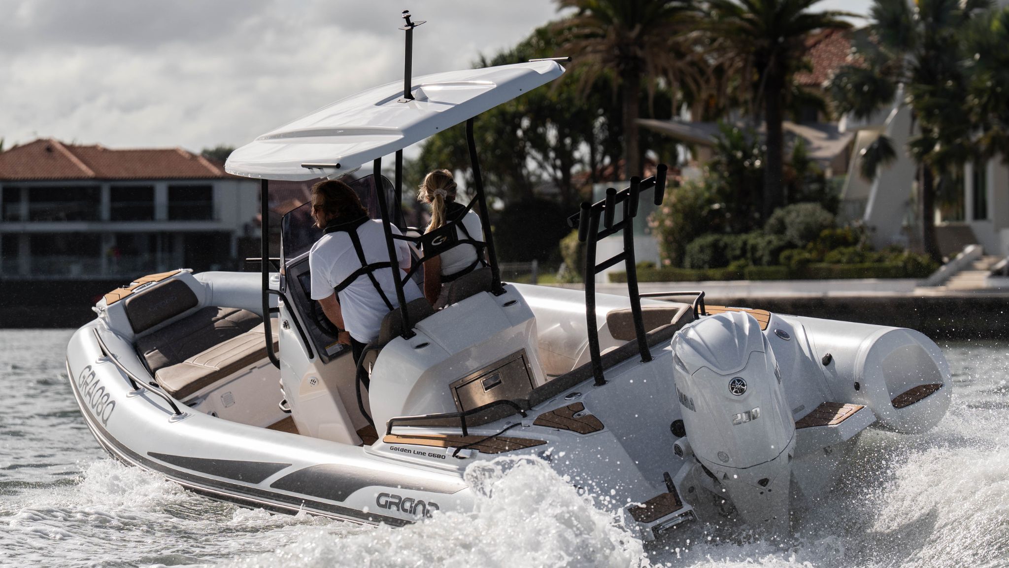 Grand G680 white rigid inflatable boat for sale with 200HP Yamaha outboard